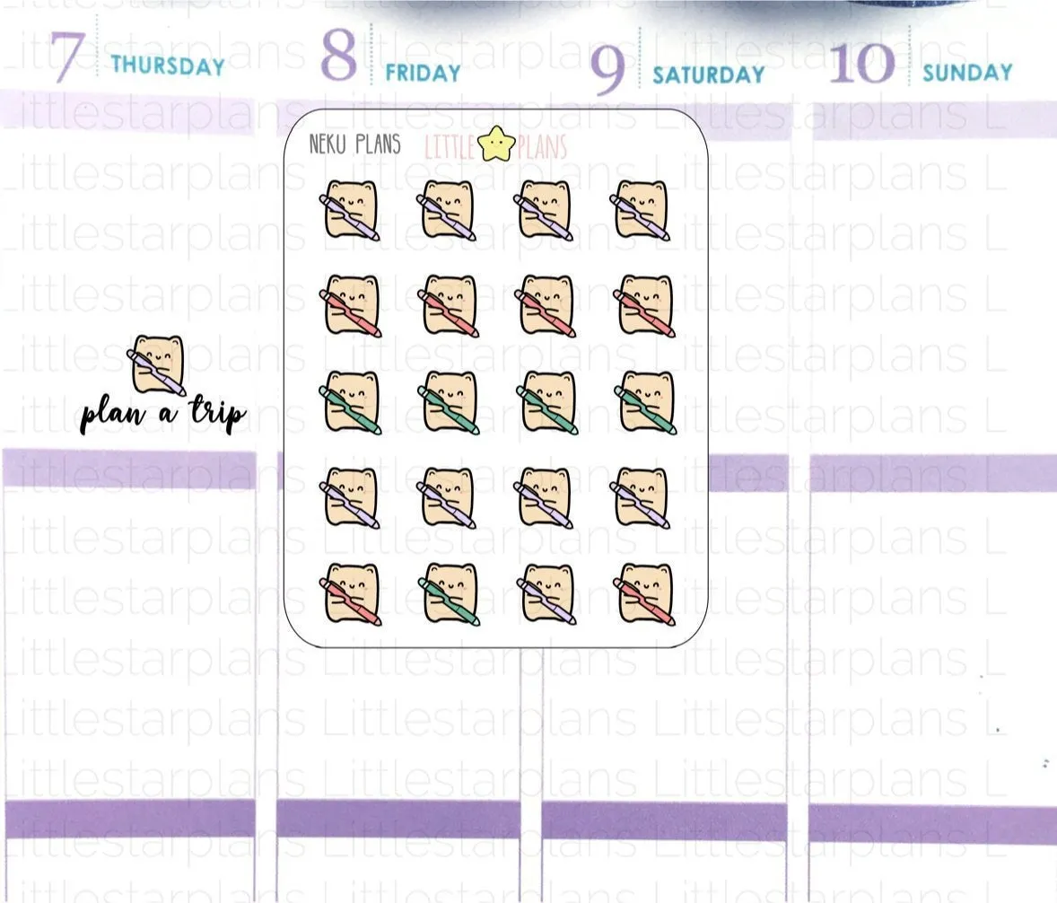 Neku Lets Plan holding a pen | Planner Stickers