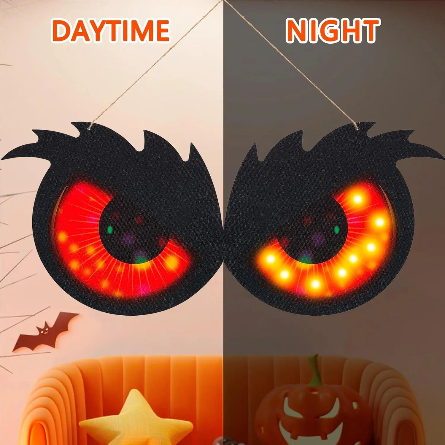 NEW Halloween Spooky Eyes Lights, 23" Large Halloween Window Eyes, Glowing Eyes Halloween Window Decorations for Indoor Outdoor Yard Lawn