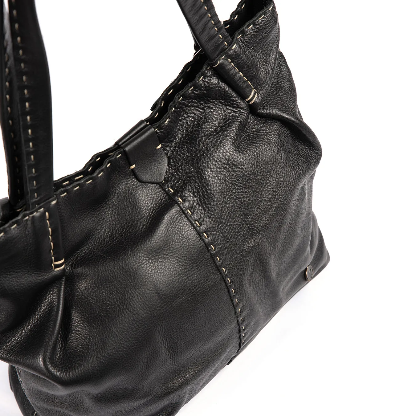 Novuka : Ladies Leather Handbag in Black Delta