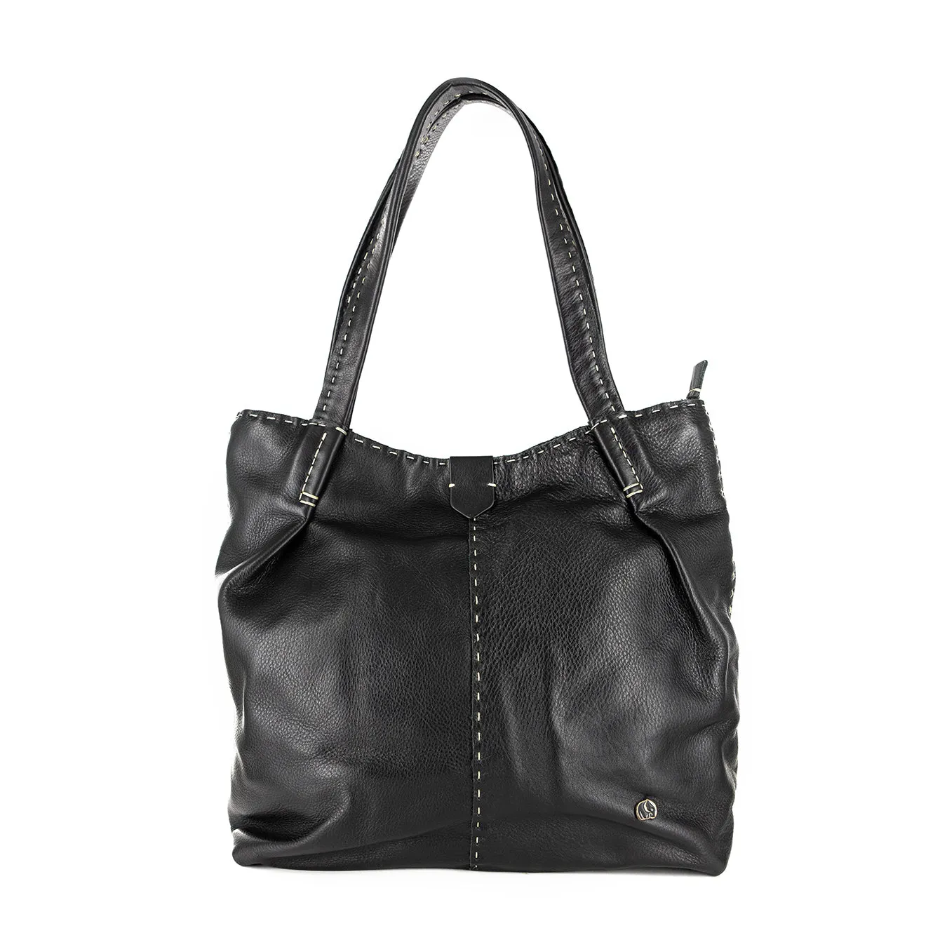 Novuka : Ladies Leather Handbag in Black Delta