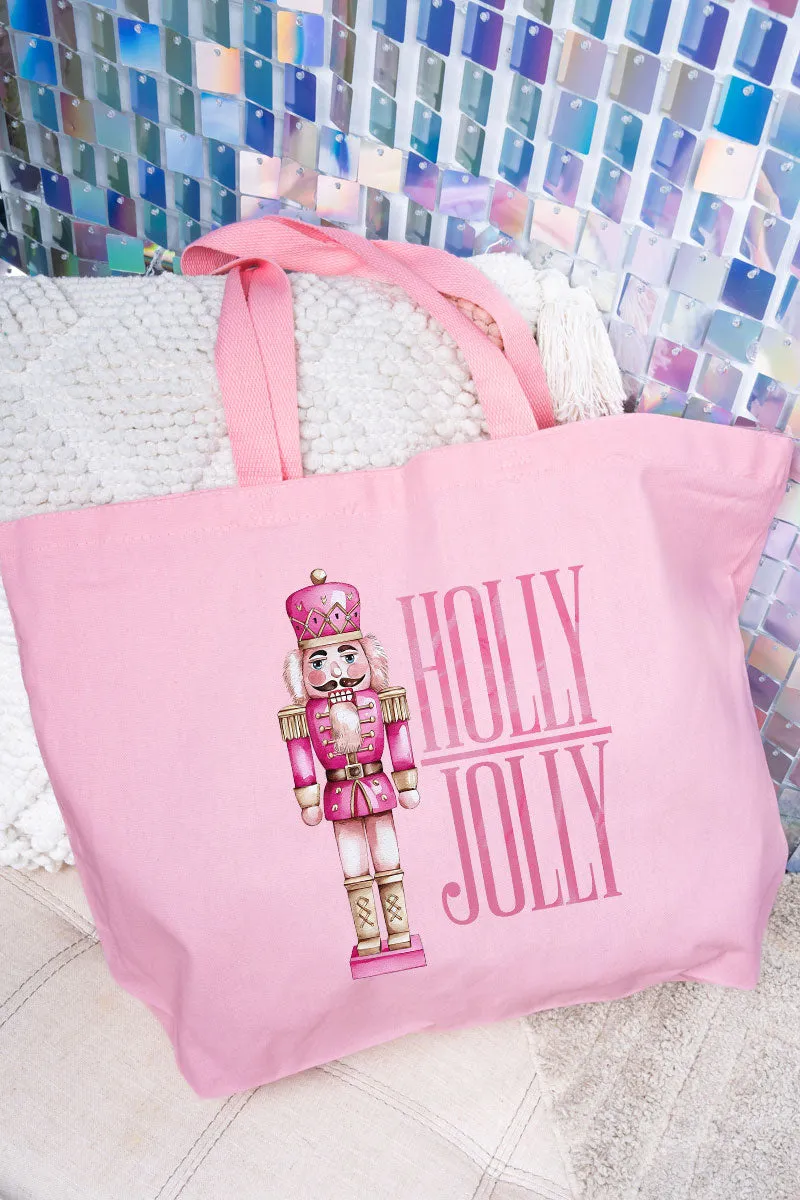 Nutcracker Holly Jolly Canvas Jumbo Tote