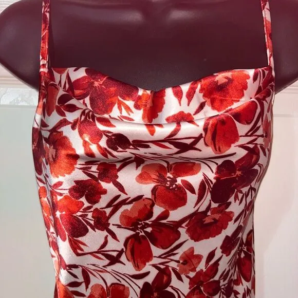 NWT Bebe SATIN COWL NECK SLIP MIDI DRESS Size XS #62