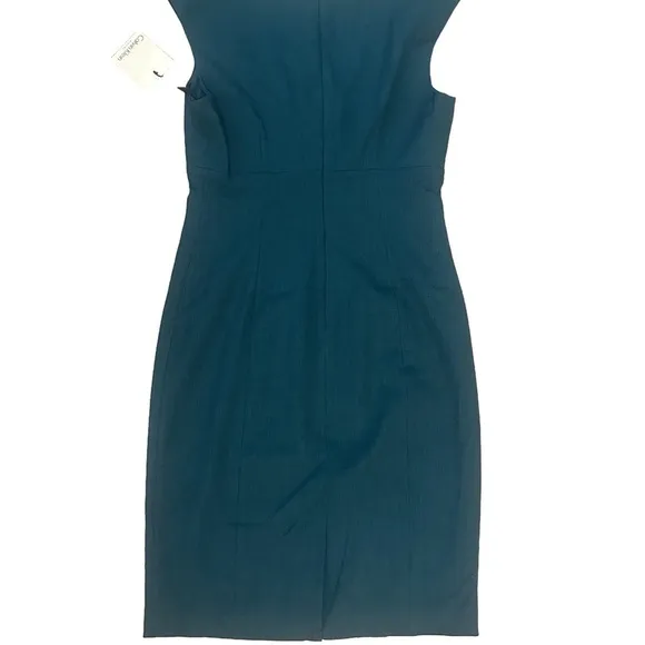 NWT Calvin Klein Sheath Dress Women 6 Lined Pleated Bust Timeless Corpcore Prep