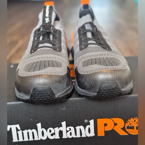 NWT Timberland Pro Men's Radius Knit Composite Toe Work Sneaker Grey/Orange 10.5