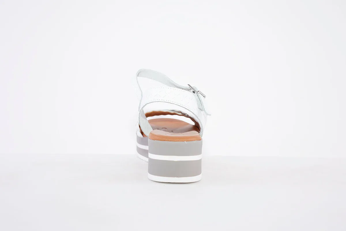 OH MY SANDALS - 5002 PLATFORM WEDGE BUCKLE STRAP FASHION SANDAL - WHITE
