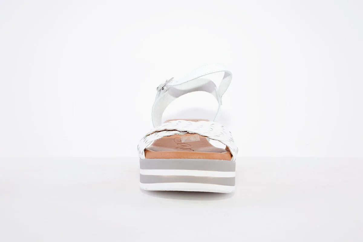 OH MY SANDALS - 5002 PLATFORM WEDGE BUCKLE STRAP FASHION SANDAL - WHITE