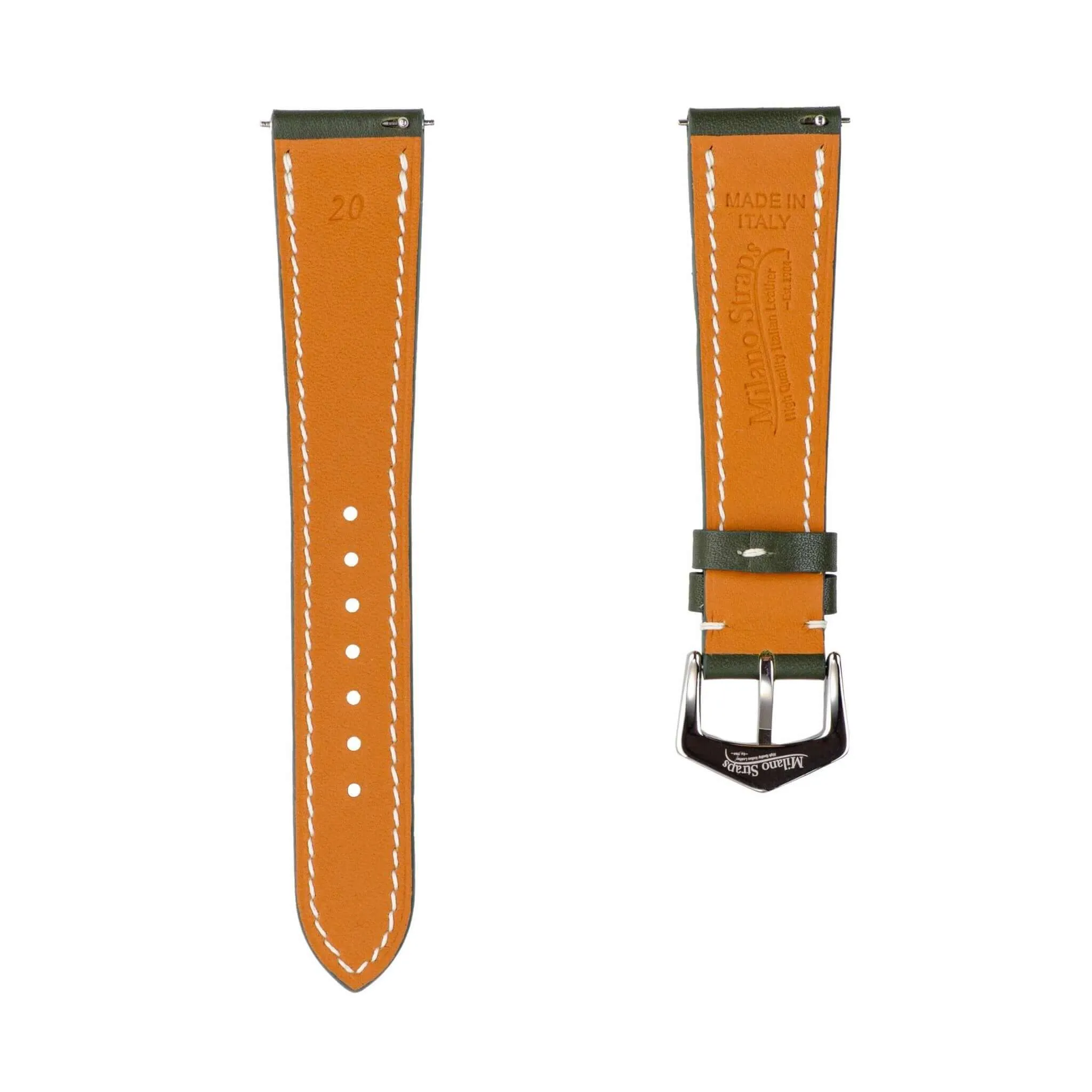 Olive Green Swift Leather Watch Strap