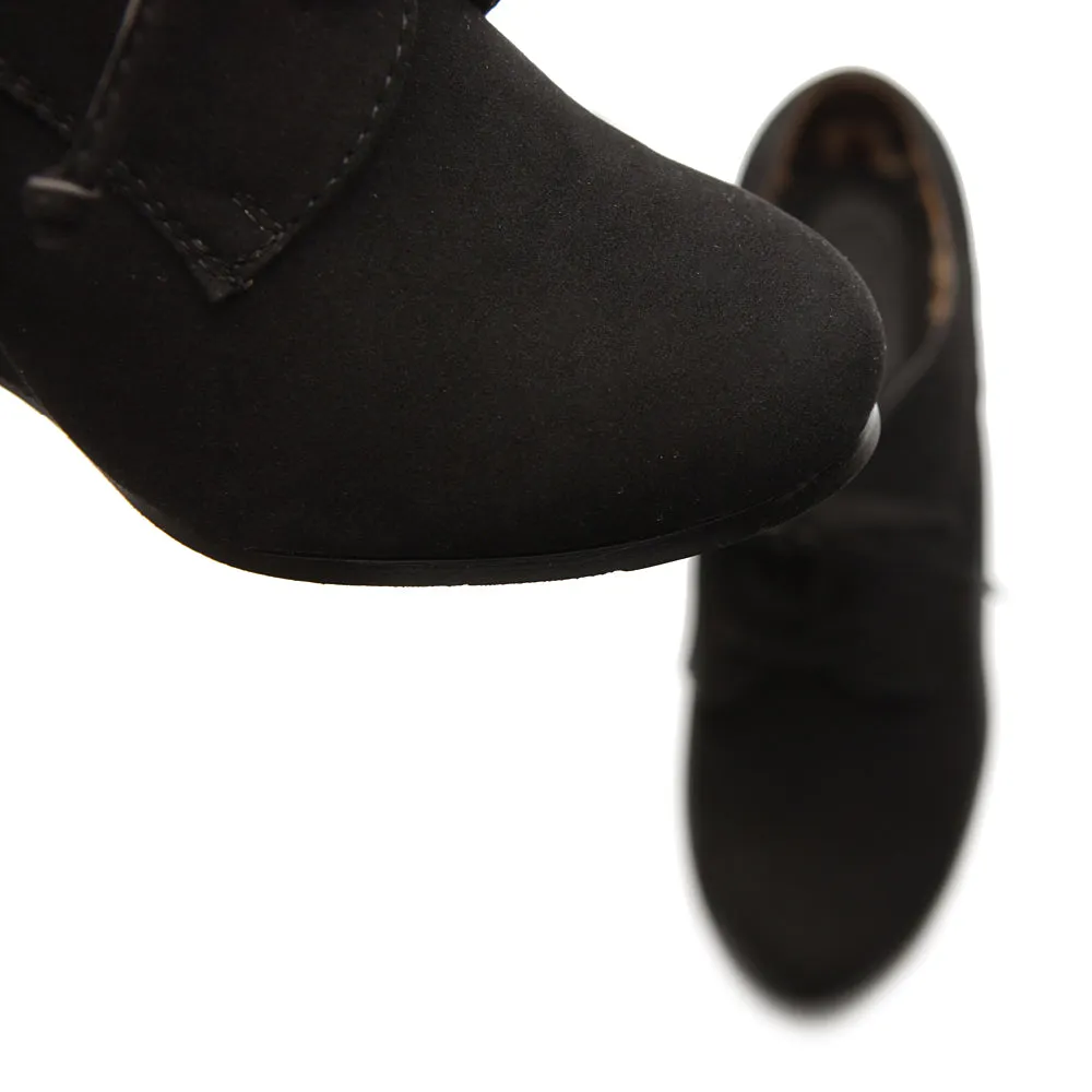 Ollio Women's Shoe Faux Suede Wedge Heel Fashion Ankle Lace Up Boots