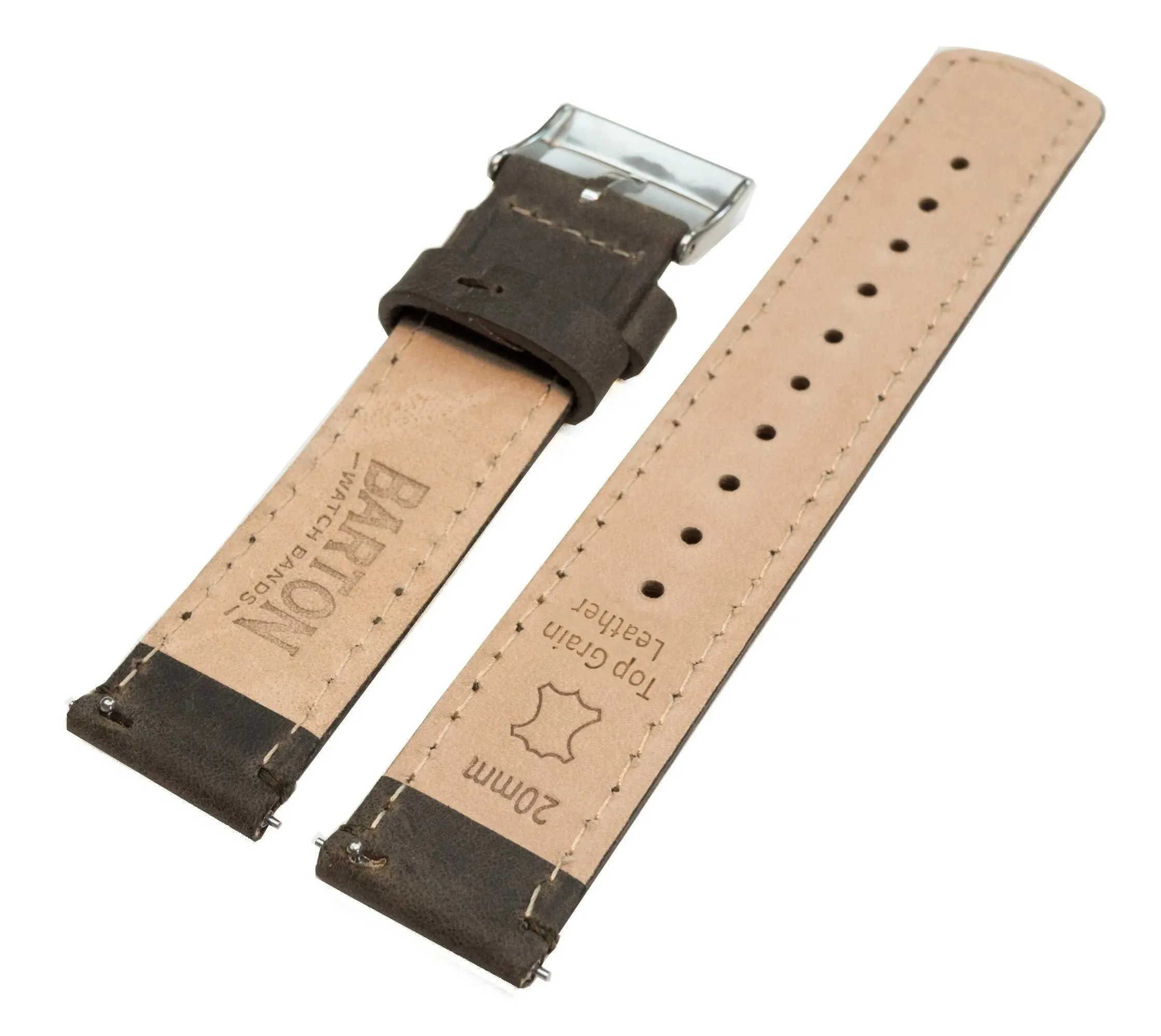 Omega Moonswatch Espresso Brown Leather Stitching Watch Band