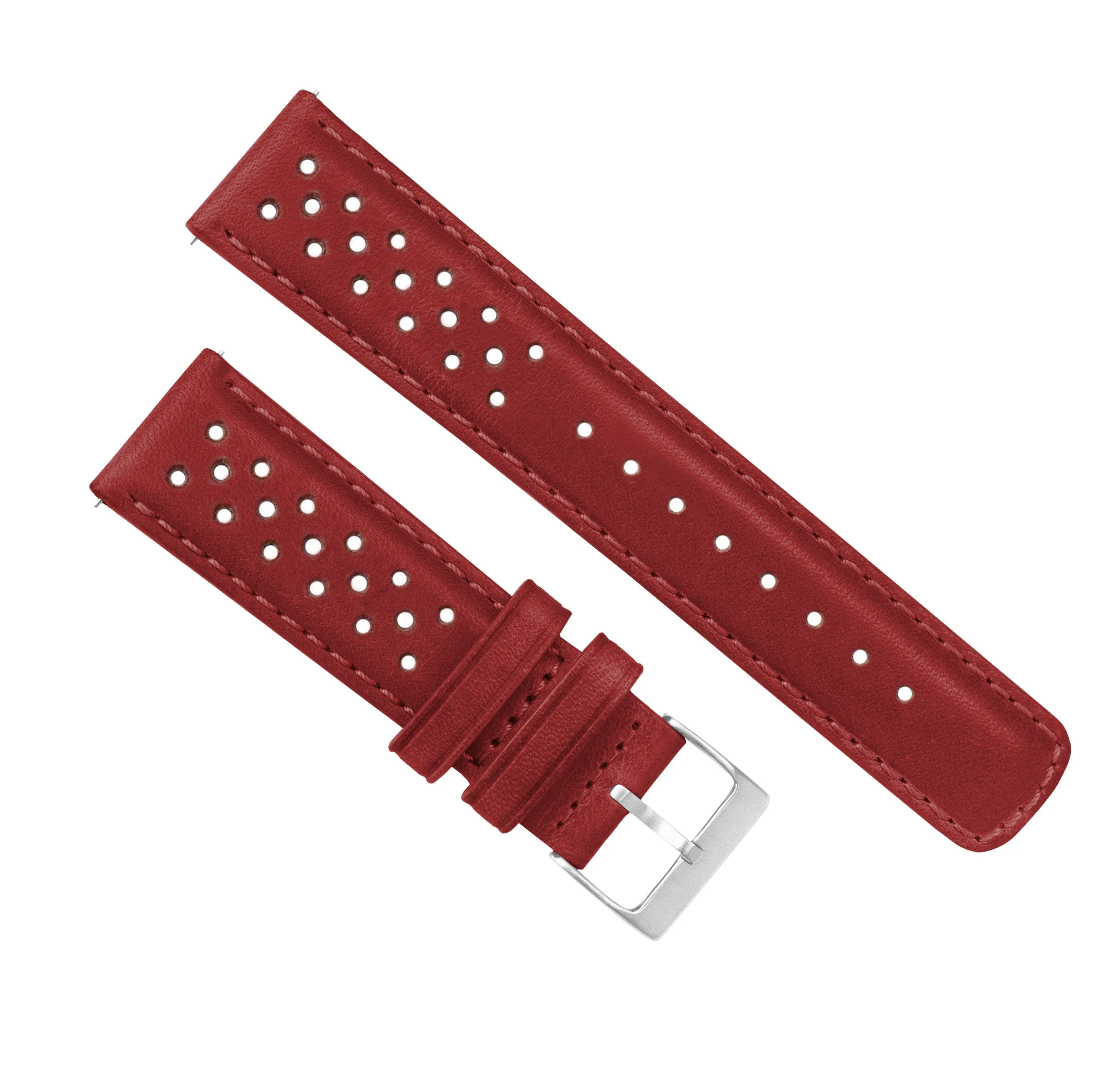 Omega Moonswatch Racing Horween Leather Crimson Red Watch Band