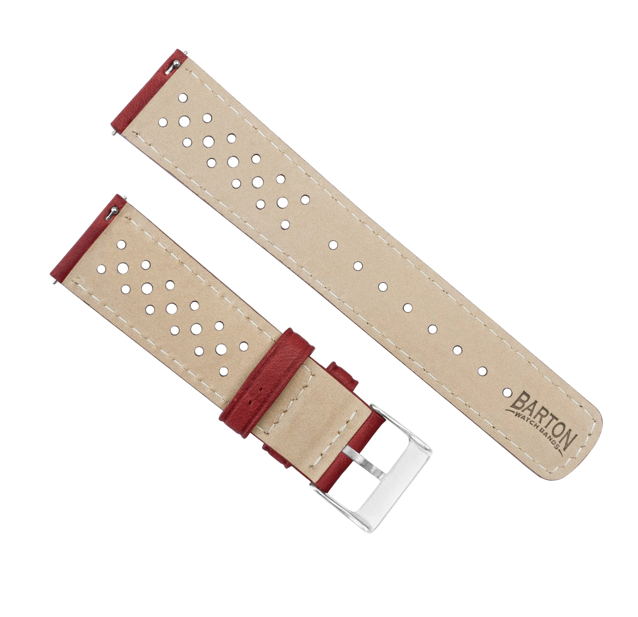 Omega Moonswatch Racing Horween Leather Crimson Red Watch Band