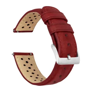 Omega Moonswatch Racing Horween Leather Crimson Red Watch Band