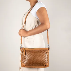Onalo : Ladies Leather Crossbody Handbag in Cognac Seneca and Oak Cayak