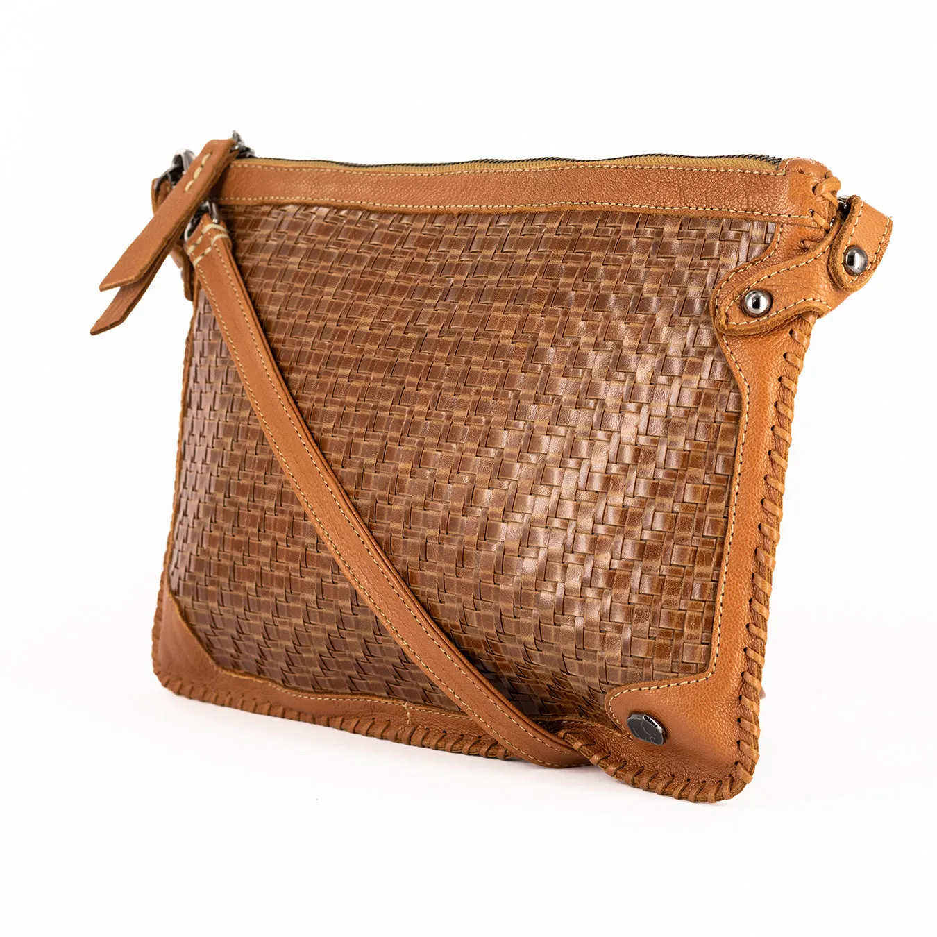 Onalo : Ladies Leather Crossbody Handbag in Cognac Seneca and Oak Cayak