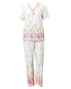 Orange Flower Printed 2 Pcs Nightdress For Girls 26.2 - Women Nightdress