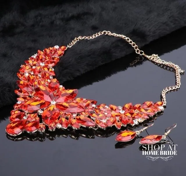 Outstanding Crystal Bridal Necklace & Earrings