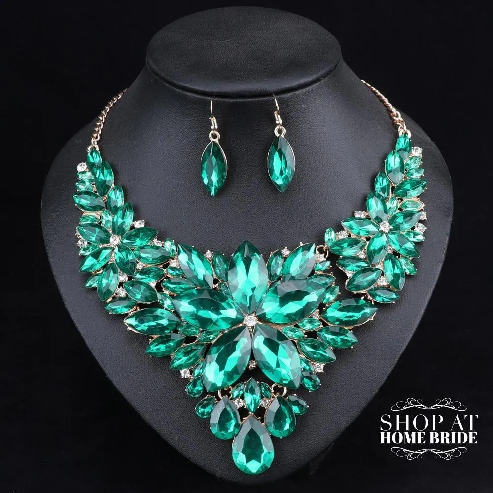 Outstanding Crystal Bridal Necklace & Earrings