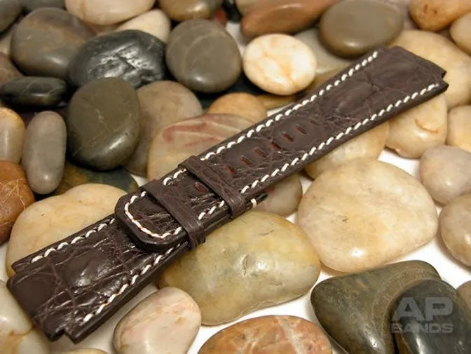 Particolare Capolavoro Dark Brown Hornback Crocodile Leather For Audemars Piguet Royal Oak Offshore T3