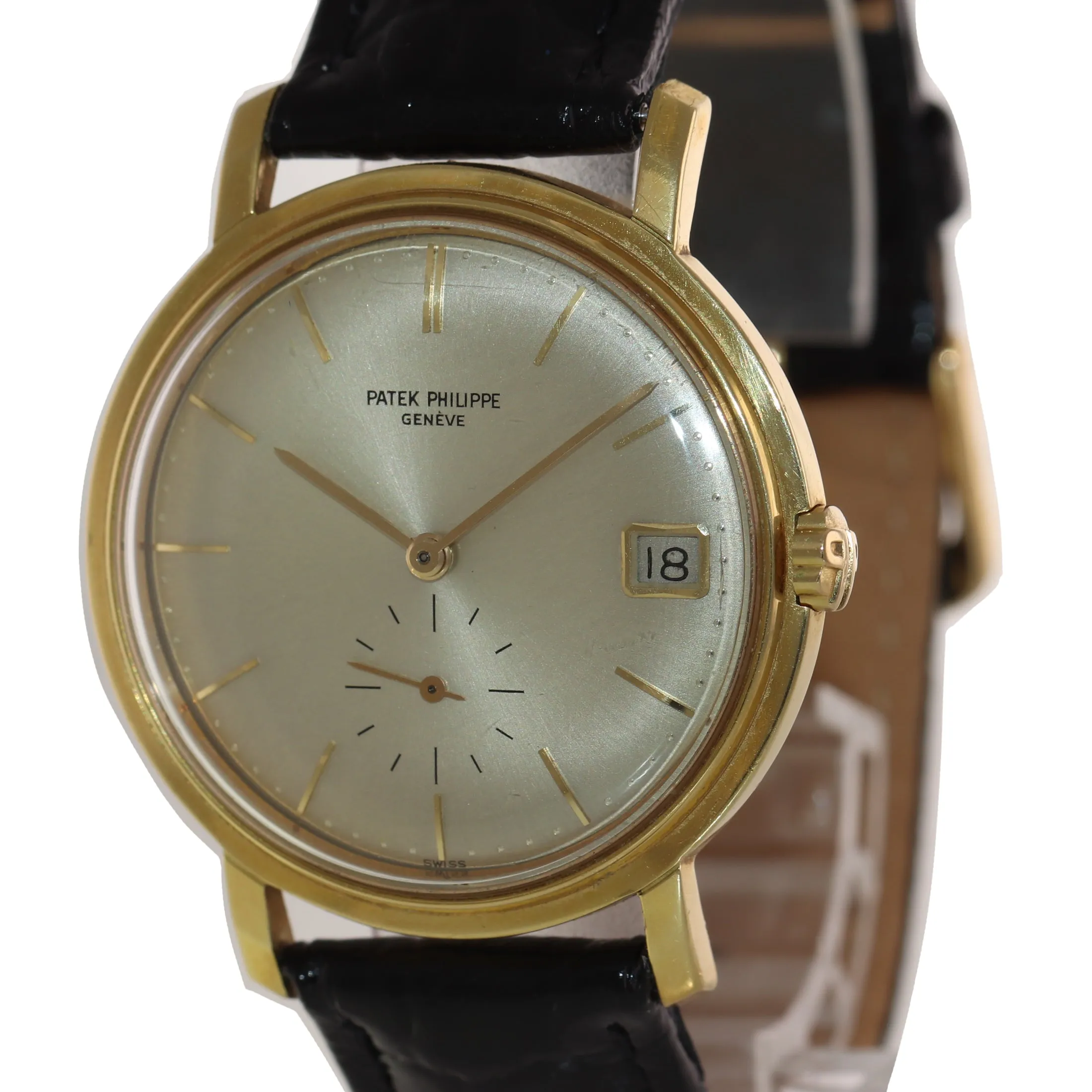 Patek Philippe Calatrava 18k Yellow Gold Silver Date 35mm Automatic 3445 Watch