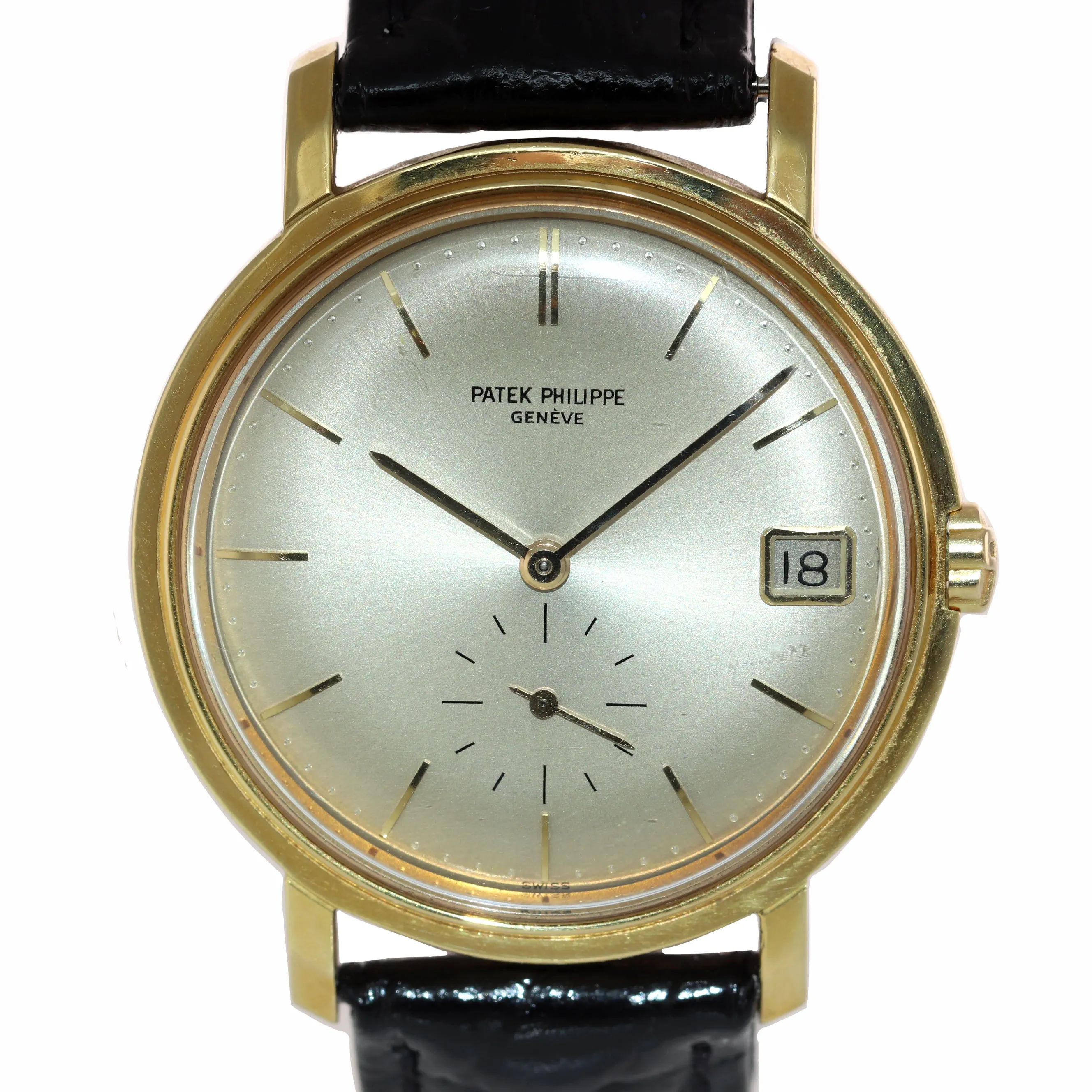 Patek Philippe Calatrava 18k Yellow Gold Silver Date 35mm Automatic 3445 Watch