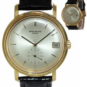 Patek Philippe Calatrava 18k Yellow Gold Silver Date 35mm Automatic 3445 Watch