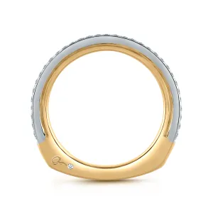 Pave Wedding Band with Two Tone Accent