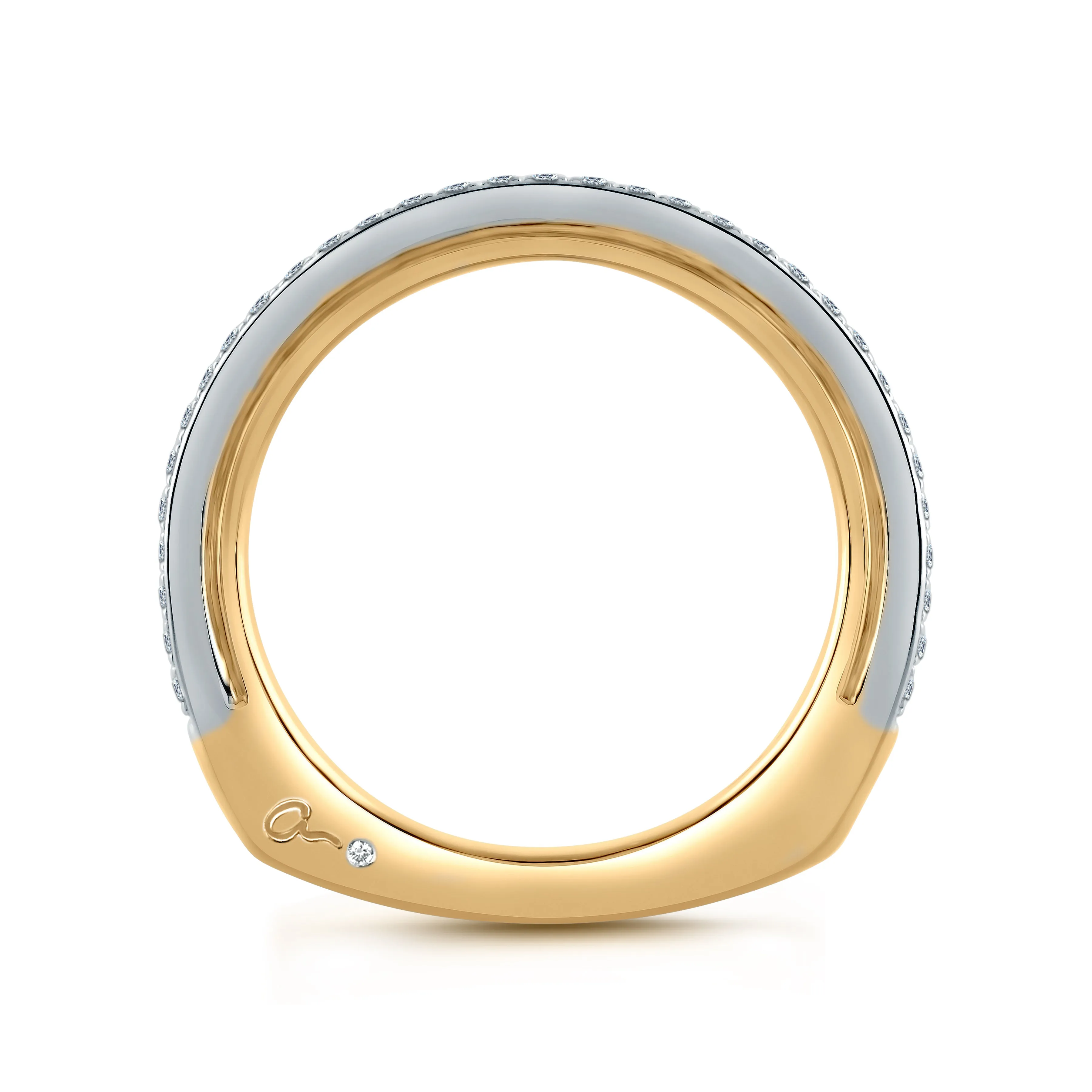 Pave Wedding Band with Two Tone Accent