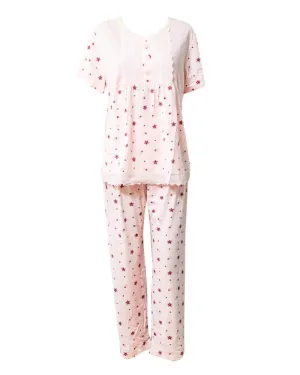 Peach Star Printed 2 Pcs Nightdress For Girls TB-74.3 - Women Nightdress