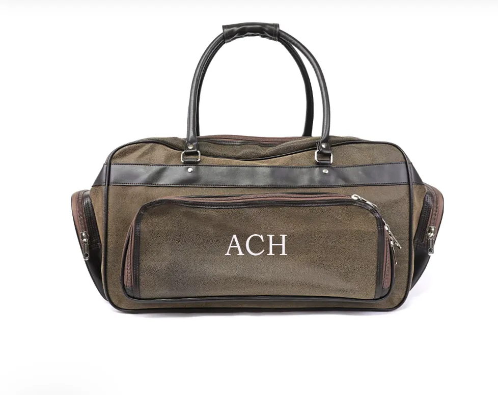 Personalized Leather Weekender Duffle Bag