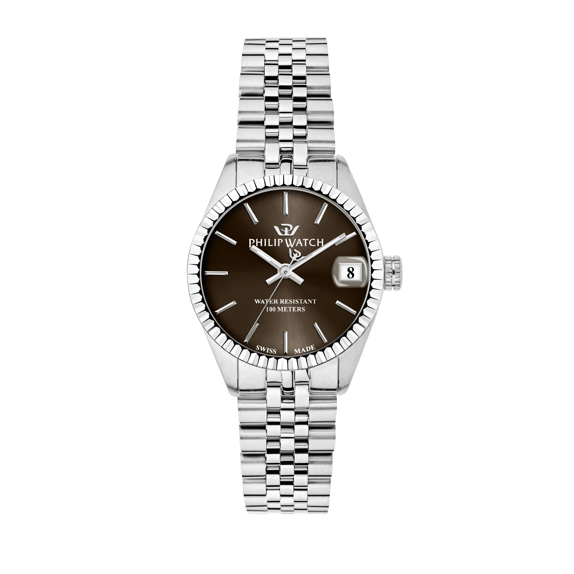 Philip Watch CARIBE 31mm 3H BROWN DIAL BR SS