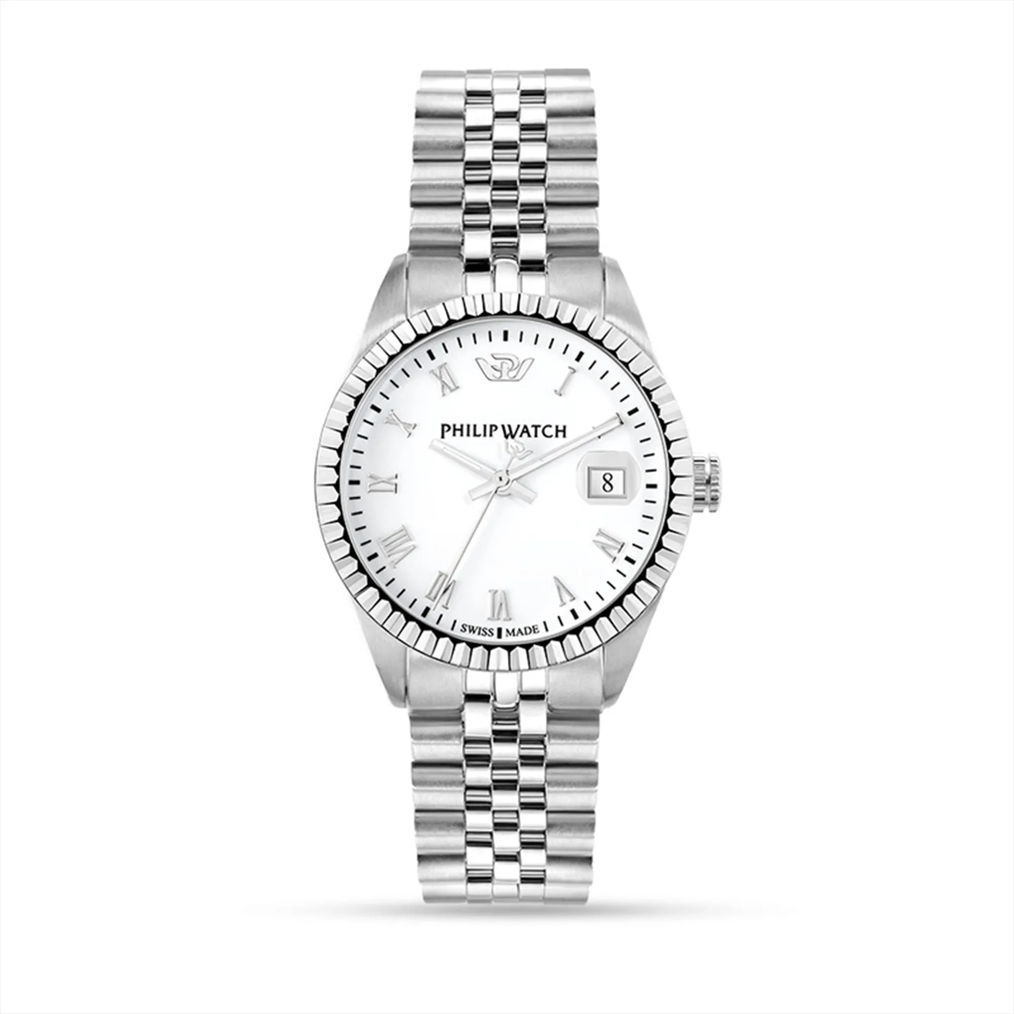 Philip Watch CARIBE 35mm 3H WHITE DIAL BRAC SS