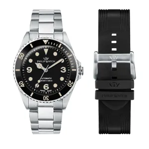 Philip Watch CARIBE 42MM AUTO 3H BLK DIAL BR SS BLK S