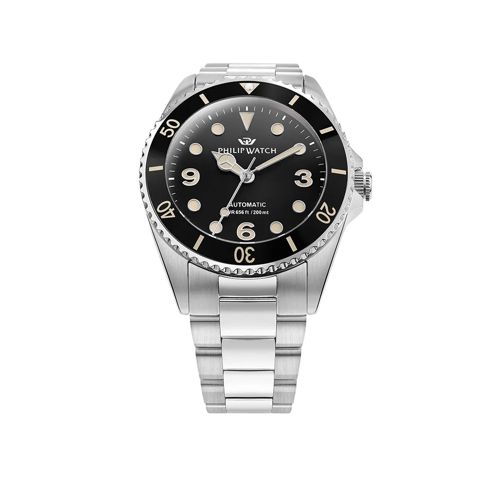 Philip Watch CARIBE 42MM AUTO 3H BLK DIAL BR SS BLK S