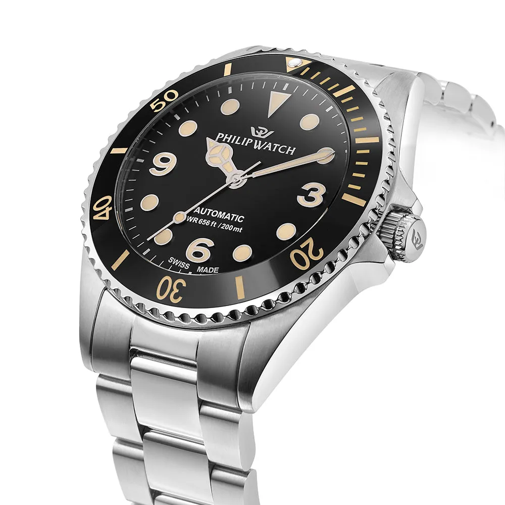 Philip Watch CARIBE 42MM AUTO 3H BLK DIAL BR SS BLK S