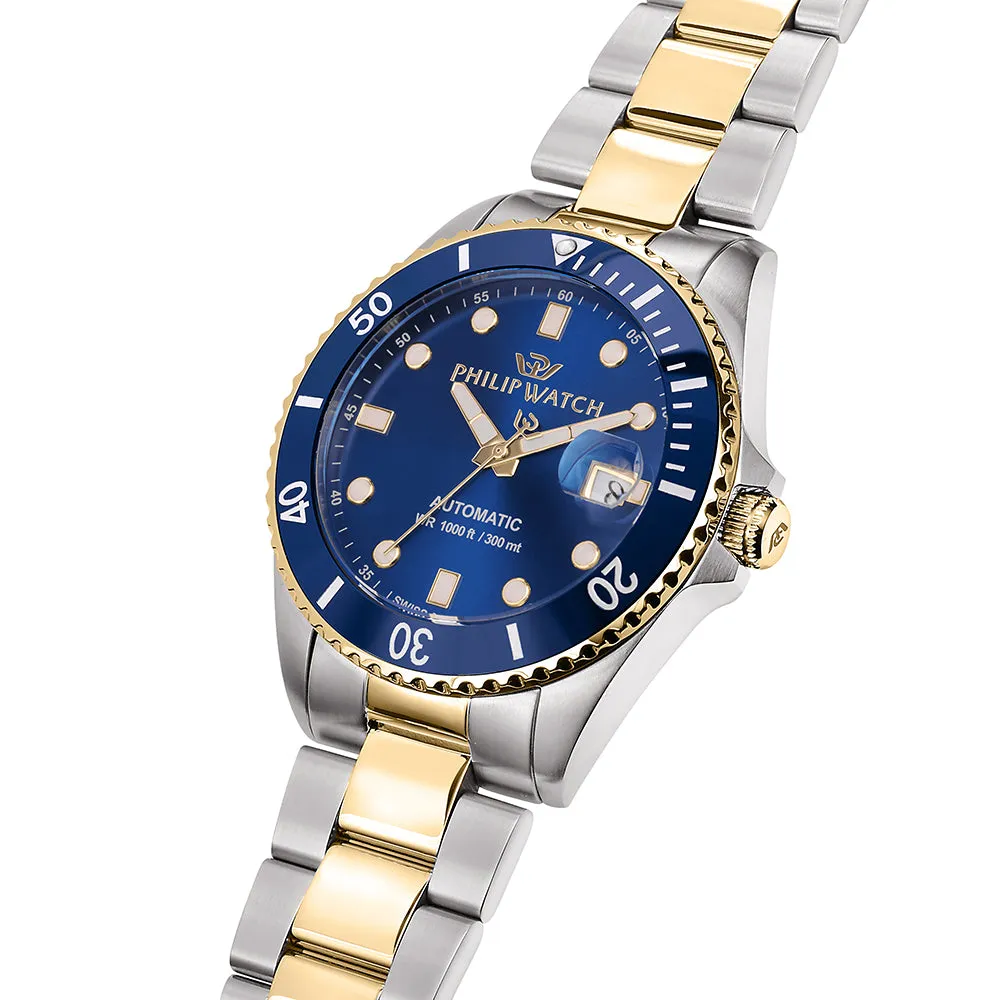 Philip Watch CARIBE 42MM AUTO 3H BLUE DIAL BR SS YG