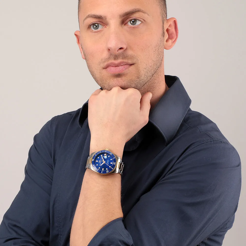 Philip Watch CARIBE 42MM AUTO 3H BLUE DIAL BR SS YG
