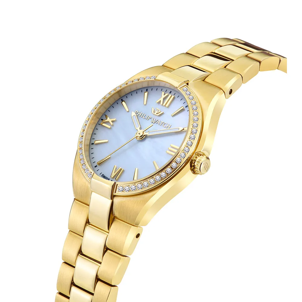 Philip Watch TIMELESS 3H 29MM CA W/DIAM MOP DIA BR YG