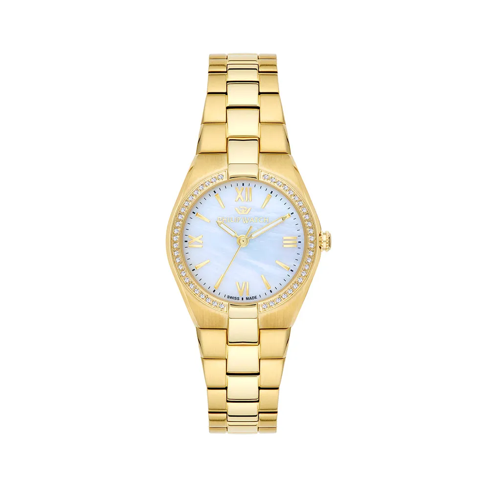 Philip Watch TIMELESS 3H 29MM CA W/DIAM MOP DIA BR YG