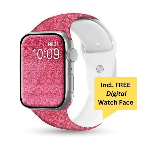 Pink Stardust Print | Silicone Watch Band for Apple Watch ®   Watch Face Incl.