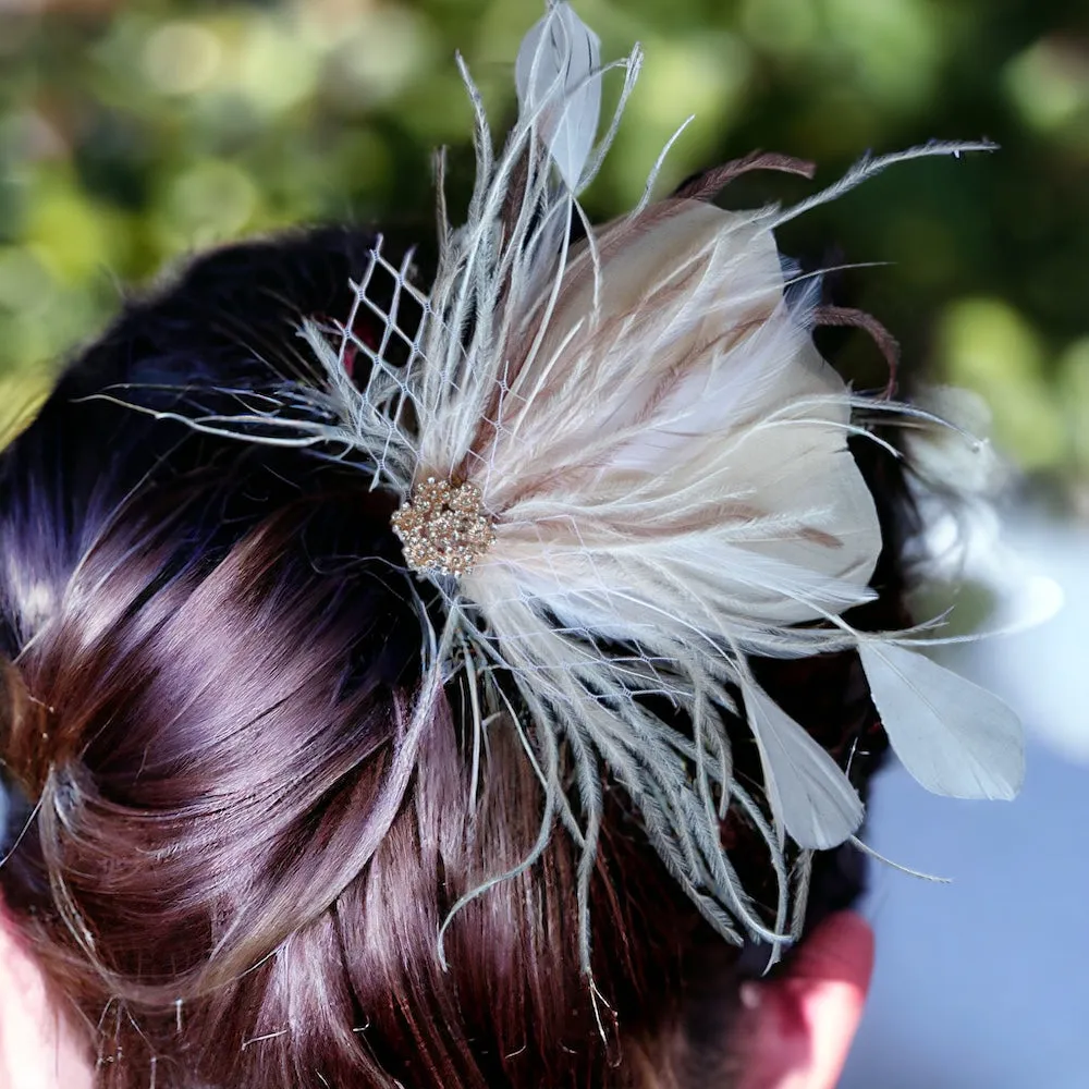 Pinky Feather Fascinator Wedding Headpiece,Wedding, Hair Accessories, Bridal, Bridesmaids