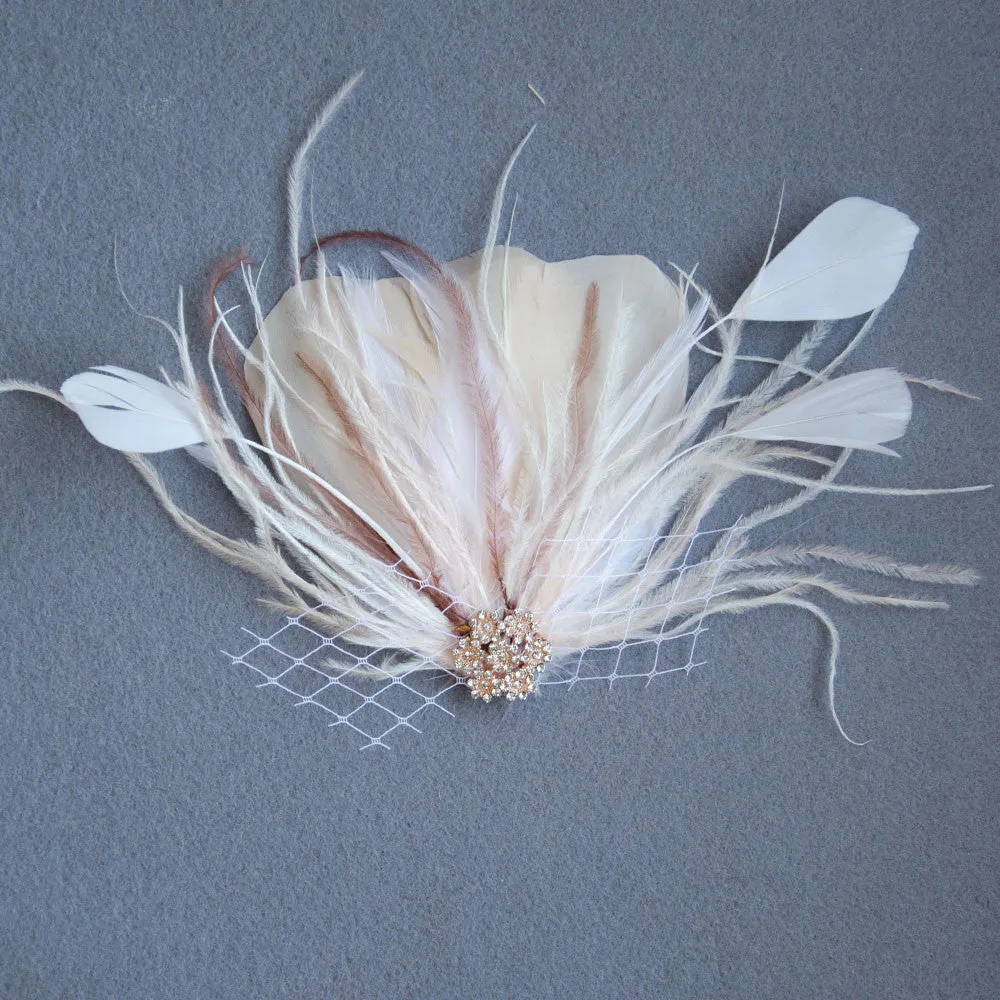 Pinky Feather Fascinator Wedding Headpiece,Wedding, Hair Accessories, Bridal, Bridesmaids