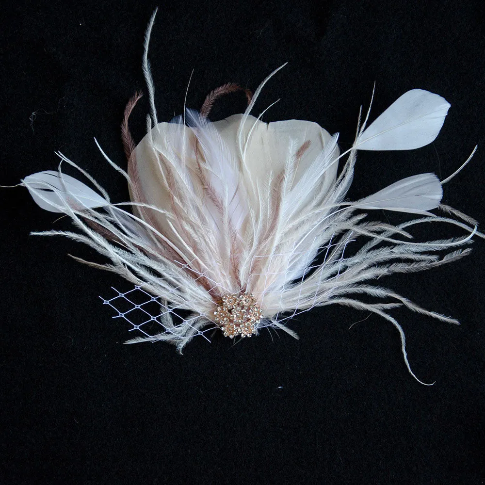 Pinky Feather Fascinator Wedding Headpiece,Wedding, Hair Accessories, Bridal, Bridesmaids