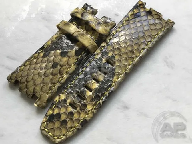 Pitone Yellow Python Leather Strap For Audemars Piguet Royal Oak Offshore 44mm Chronograph 26400