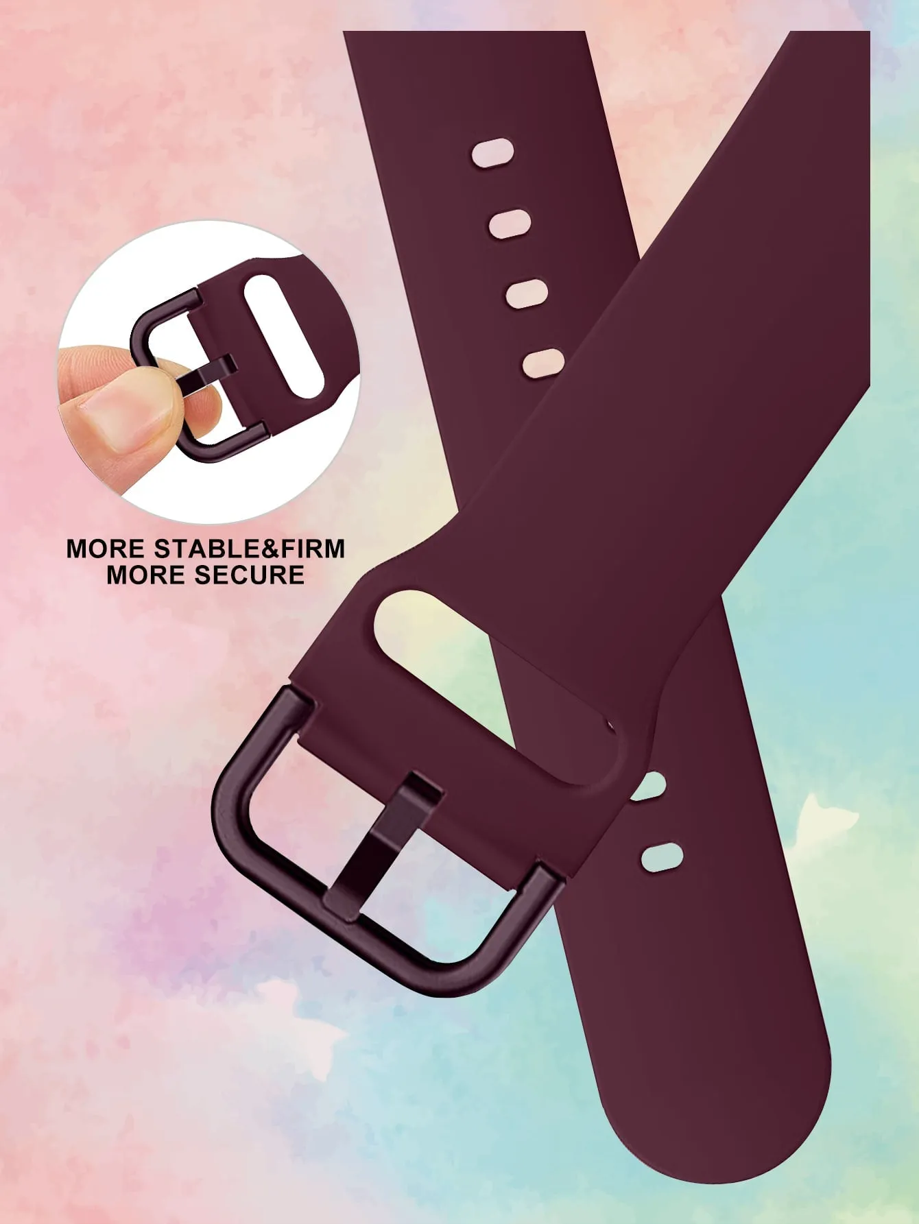 Plain Silicone Watchband - Burgundy