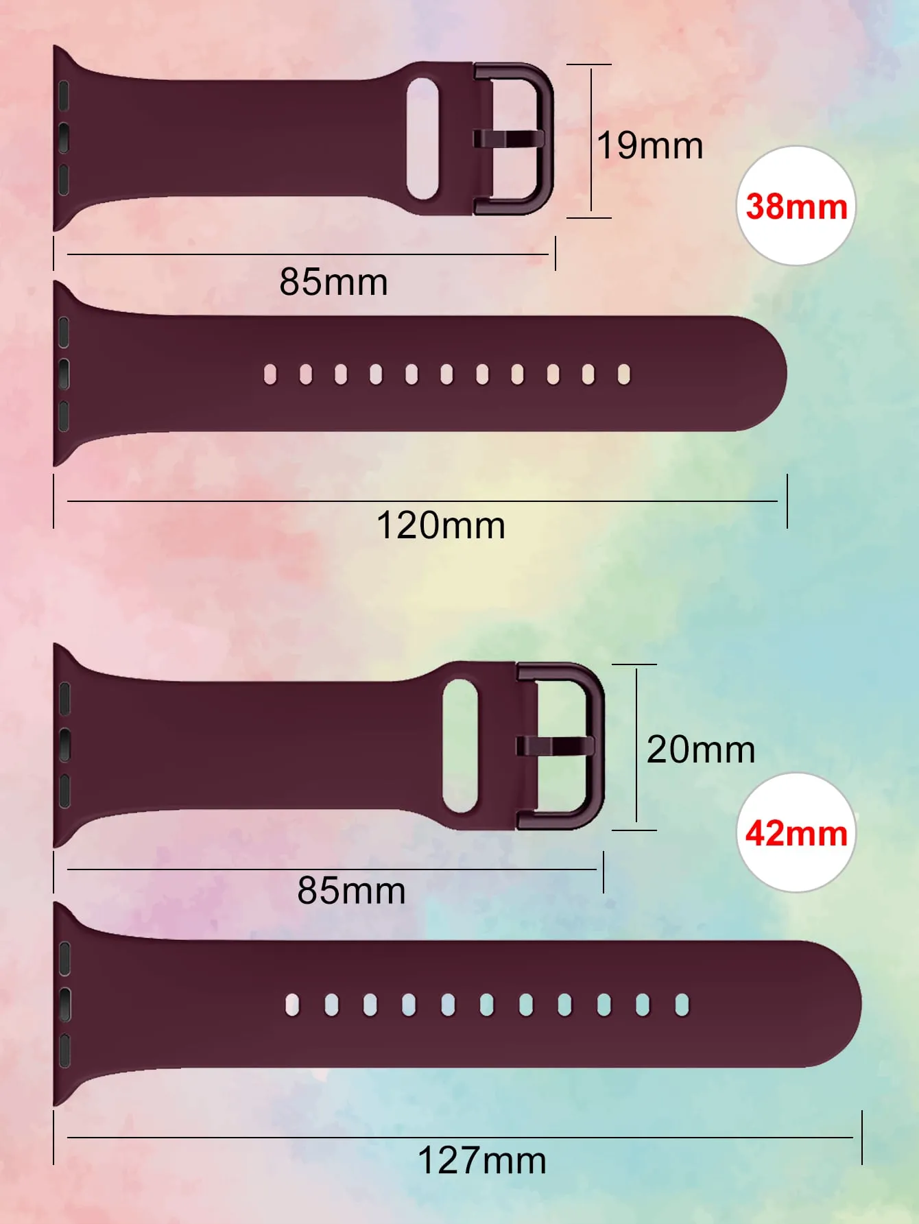 Plain Silicone Watchband - Burgundy