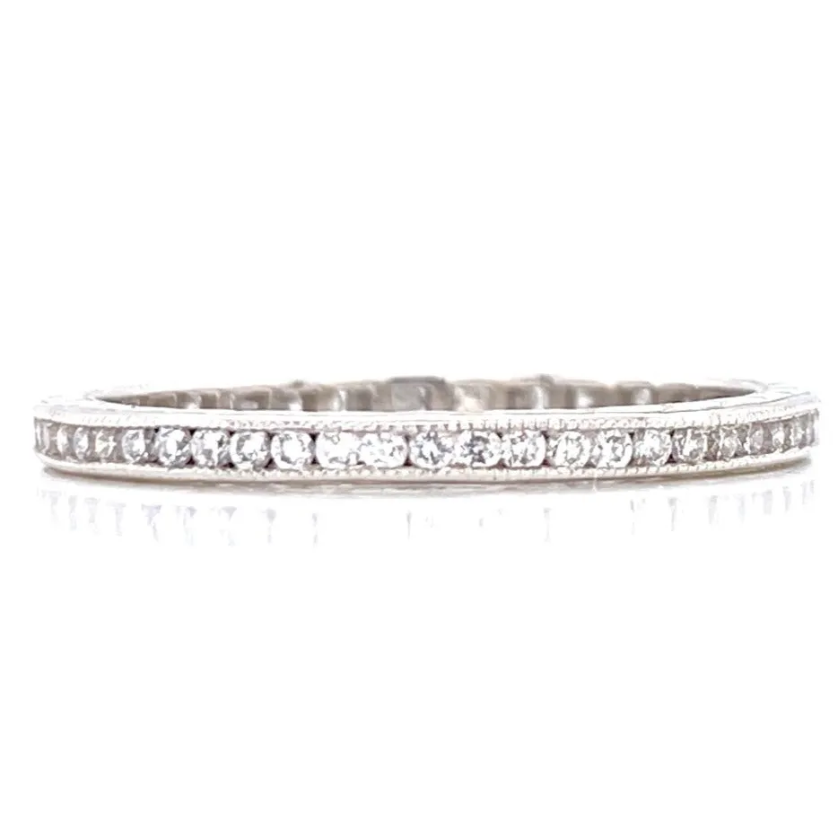 Platinum 0.60ct Diamond Milgrain Eternity Band