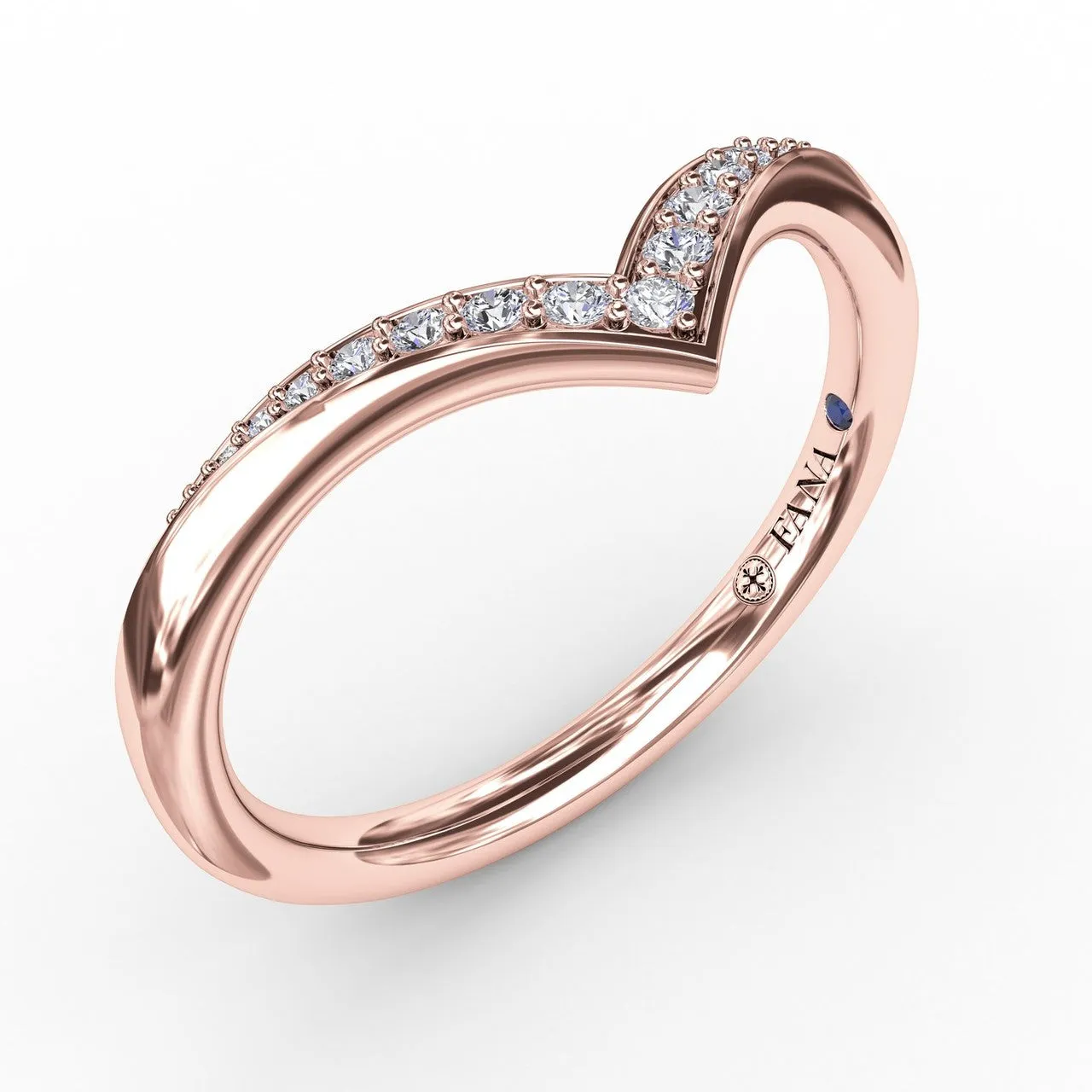 Polished and Tapered Shared Prong Chevron Diamond Band