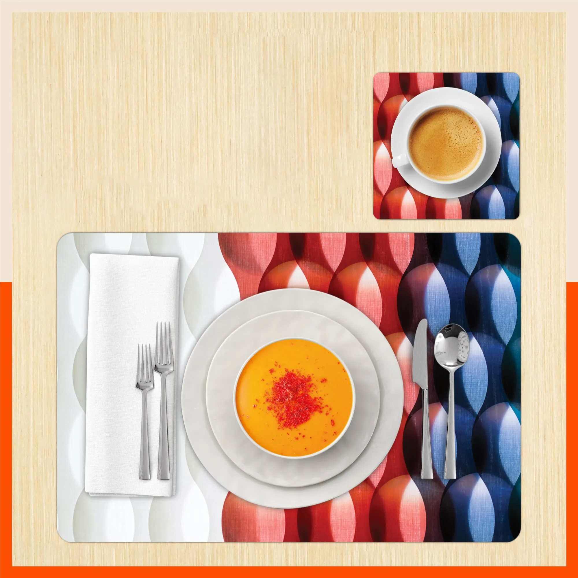Polypropylene Table Mats & Coasters for Dining Table at Home (Tesselate - Set of 6)