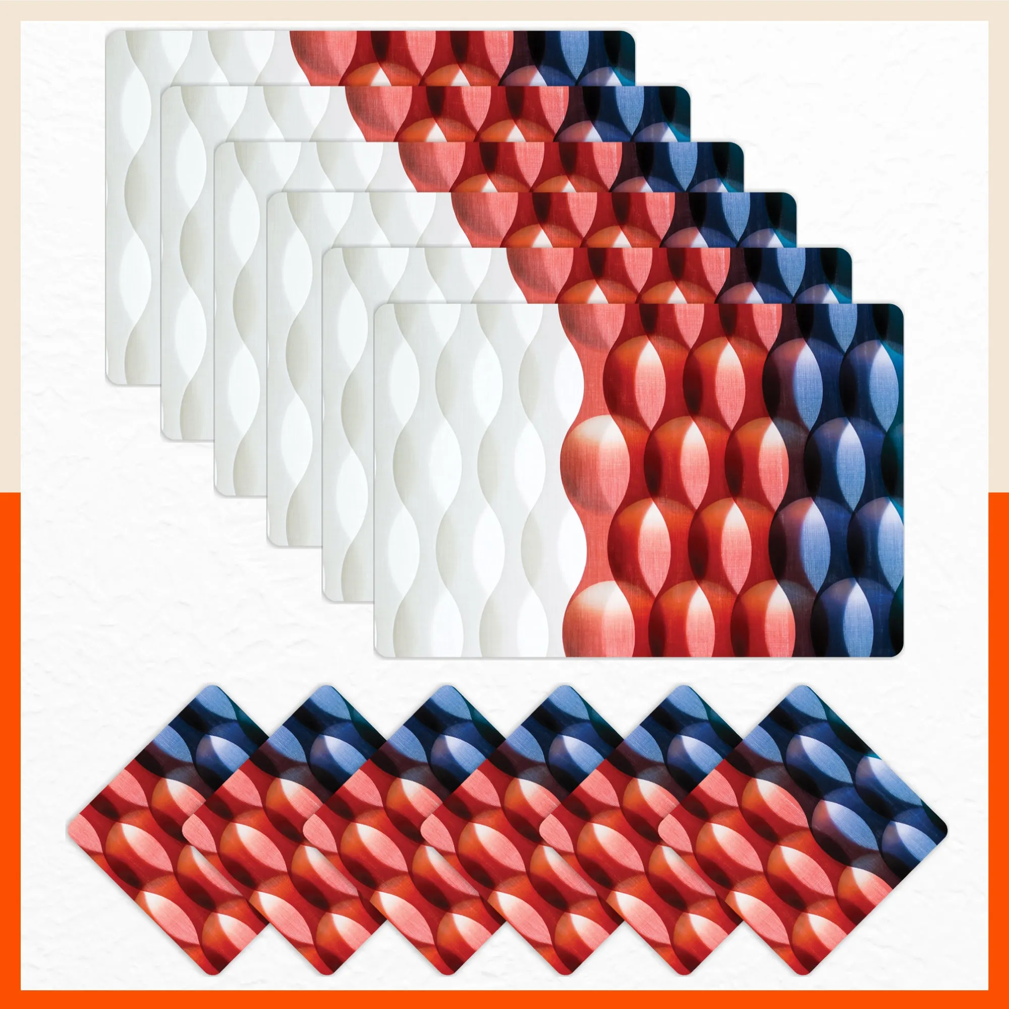 Polypropylene Table Mats & Coasters for Dining Table at Home (Tesselate - Set of 6)