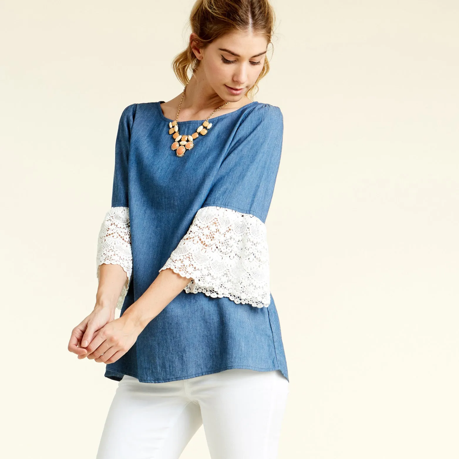 Pompous Crochet Sleeve Blouse